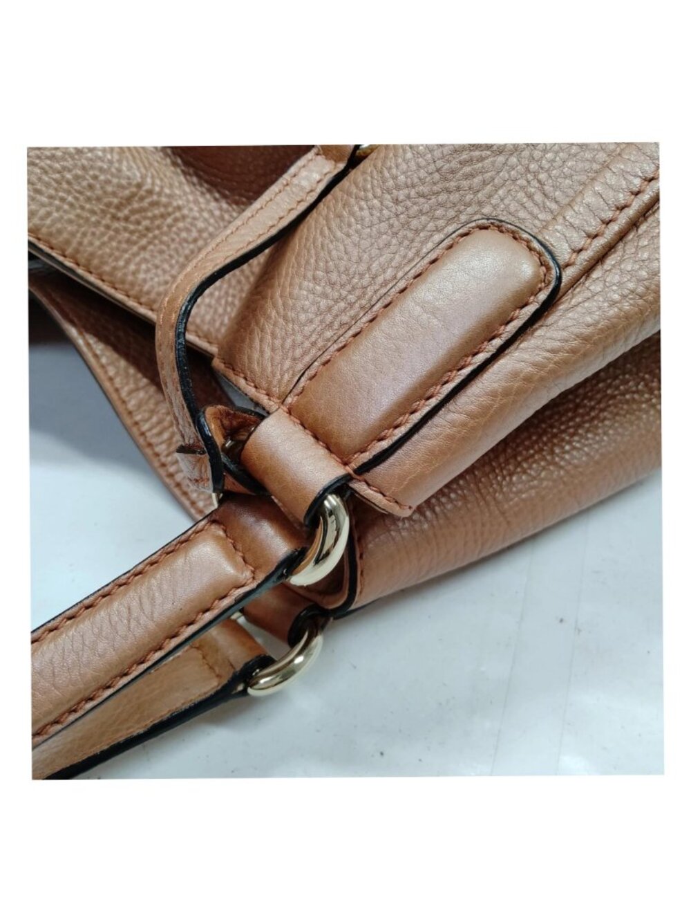 Authentic Gucci Soho Metallic Rose Gold Leather Tote Bag Tassel Shoulder Bag - Picture 9 of 16